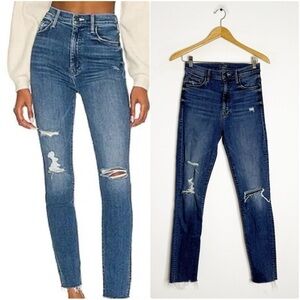 MOTHER Skinny Jeans The Swooner Ankle Fray Jeans Weekend Warrior Size 26